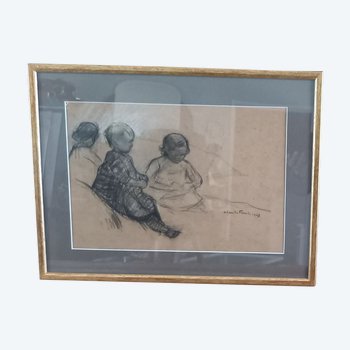  Trois jeunes enfants /dessin de Claude Firmin