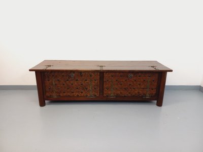 Low brutalist sideboard by Georges Robert, made of dark pine, from the 1950s–1960s