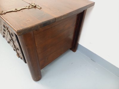 Low brutalist sideboard by Georges Robert, made of dark pine, from the 1950s–1960s
