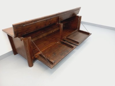 Low brutalist sideboard by Georges Robert, made of dark pine, from the 1950s–1960s