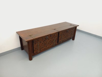 Low brutalist sideboard by Georges Robert, made of dark pine, from the 1950s–1960s