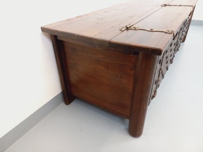 Low brutalist sideboard by Georges Robert, made of dark pine, from the 1950s–1960s