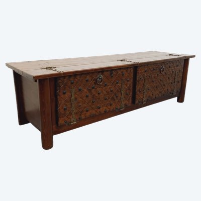 Low brutalist sideboard by Georges Robert, made of dark pine, from the 1950s–1960s