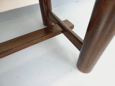 Rectangular Brutalist dining table by Georges Robert, made of dark pine, from the 1950s and 1960s