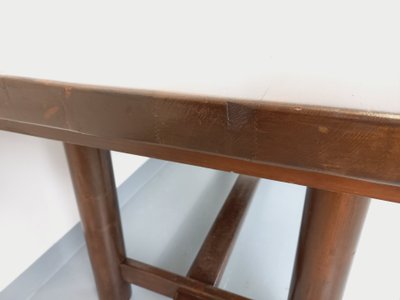 Rectangular Brutalist dining table by Georges Robert, made of dark pine, from the 1950s and 1960s