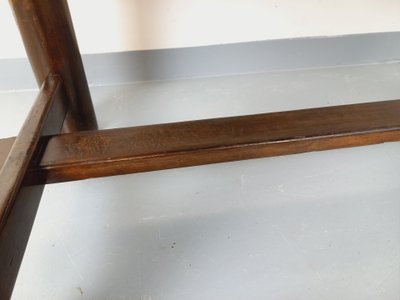 Rectangular Brutalist dining table by Georges Robert, made of dark pine, from the 1950s and 1960s