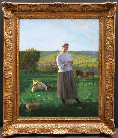 Eugène DECISY, Mi ama... un po'... tantissimo!, quadro raffigurante una coppia in un paesaggio