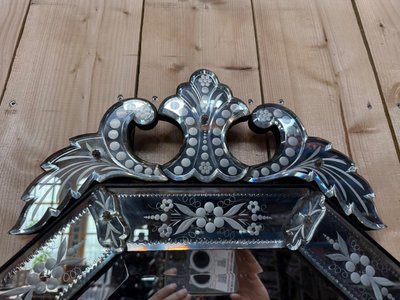 Specchio veneziano ottagonale – epoca Napoleone III – Vetro molato inciso