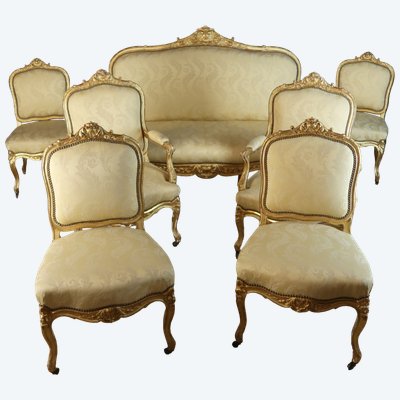 NAPOLEON III GILDED WOODEN SOFA