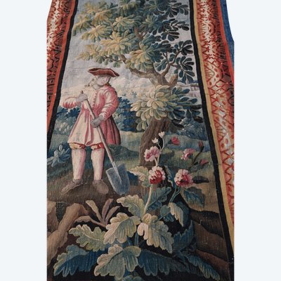 Arazzo su porta con giardiniere  Aubusson  del XVIII secolo