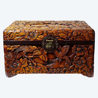 Vintage 1970s–1980s Asian Handcrafted Carved Wood Box