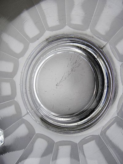 Art Deco-style glass goblet, in the style of Val Saint Lambert, with wide handles