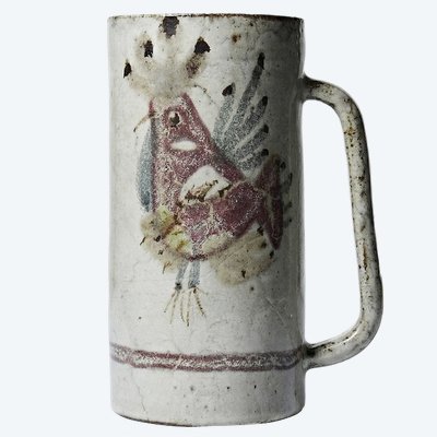 Large "Le Mûrier" beer mug by Gustave Reynaud, Vallauris, vintage 1960s