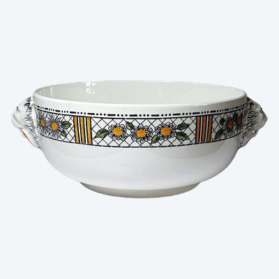 Large HB Choisy-le-Roi polychrome iron-glazed "Elisabeth" salad bowl, early 20th century