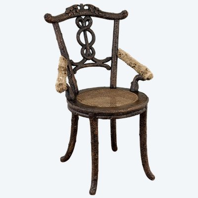 Chaise en bois sculpté forêt noire XIXe