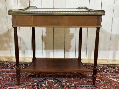 Consolle in mogano con piano in marmo bianco in stile Luigi XVI degli anni '60