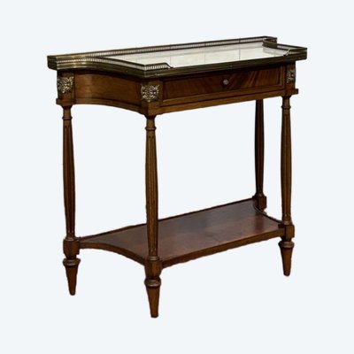 Consolle in mogano con piano in marmo bianco in stile Luigi XVI degli anni '60