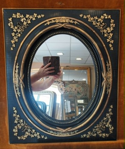 51 x 61 cm Paire de miroirs médaillon rectangle Napoléon III