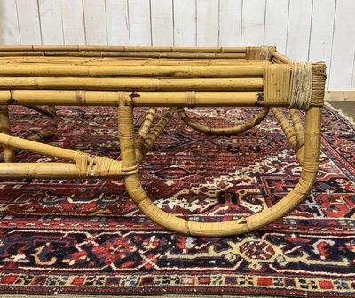 Lettino in rattan e bambù degli anni '60 