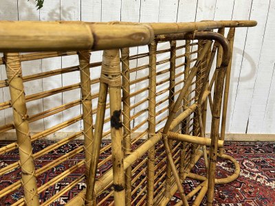 Lettino in rattan e bambù degli anni '60 