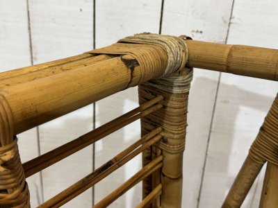 Lettino in rattan e bambù degli anni '60 