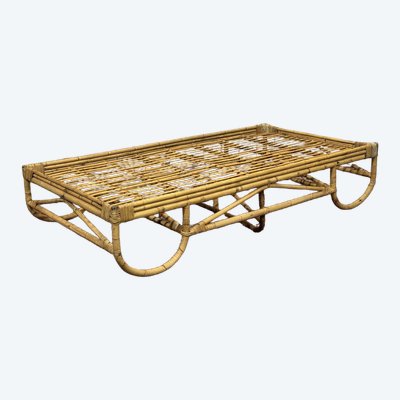 Lettino in rattan e bambù degli anni '60 