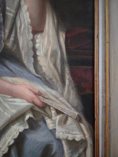 Charles Démory, Grande ritratto di una donna elegante nello stile dei ritratti di corte, circa 1870.