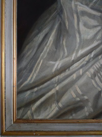 Charles Démory, Grande ritratto di una donna elegante nello stile dei ritratti di corte, circa 1870.