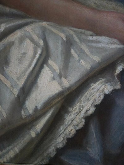 Charles Démory, Grande ritratto di una donna elegante nello stile dei ritratti di corte, circa 1870.