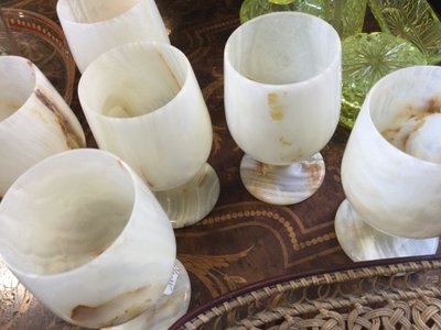 6 onyx glasses, 1970s