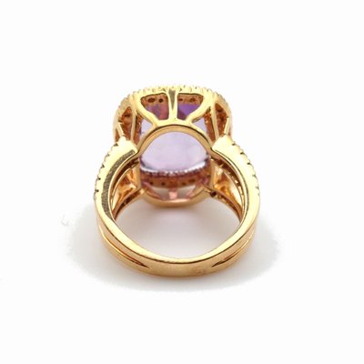 Anello con ametista "Lilas", diamanti e oro rosa 18 carati