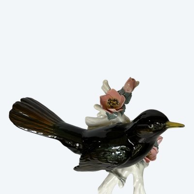 Saxon porcelain blackbird, Carl Ens factory