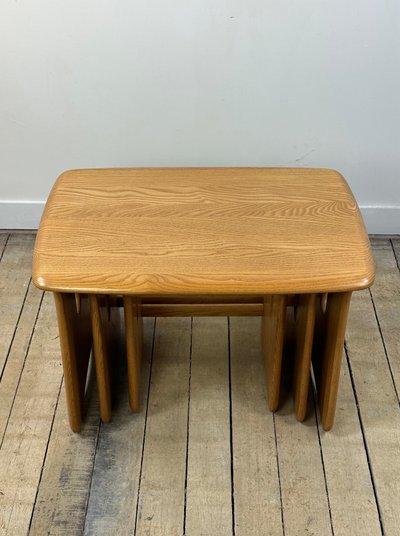 Vintage Ercol nesting tables in solid elm, 1980