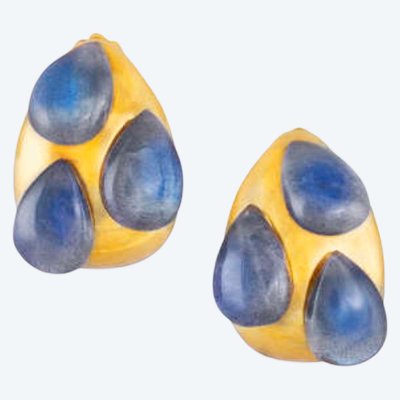 POMELLATO Boucles d'oreilles en or et labradorite