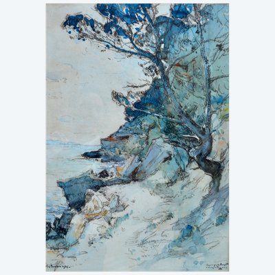 MONTAGNE Louis (1879-1960) « Sentier des douaniers à Carry-le-Rouet, 1926» Marseille Avignon Sausset