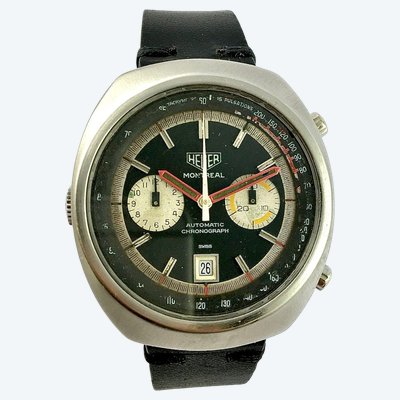 Orologio cronografo automatico HEUER MONTREAL in acciaio – Calibro 12 – Anni '70