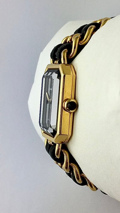 Montre Chanel Première – Première génération 1987 – Plaqué Or 20 Microns – Cadran Noir – Quartz