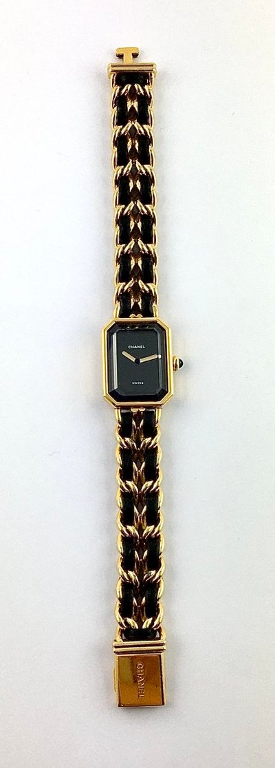 Montre Chanel Première – Première génération 1987 – Plaqué Or 20 Microns – Cadran Noir – Quartz