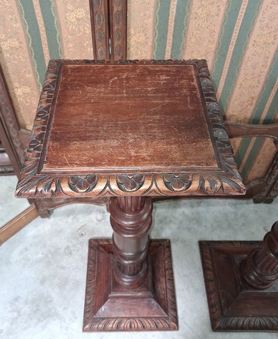 Pair of Renaissance-style walnut chairs - 19th century