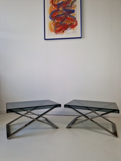 Rare paire de tables d'appoint Poltrona Frau « Aster X » – Jean-Marie Massaud