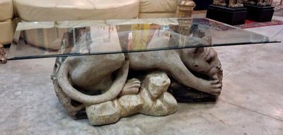 Vintage sculptural "Panther" coffee table, 1970s-1980s