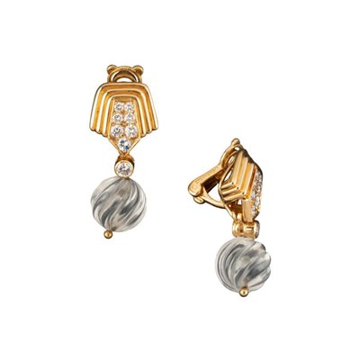 BOUCHERON - Coppia di orecchini pendenti in oro e diamanti