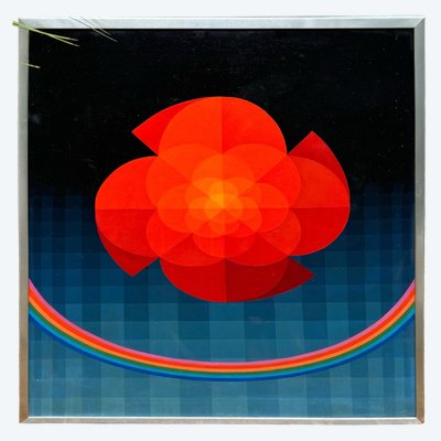 Tableau Art géométrique abstrait signé Nino Maiello 
