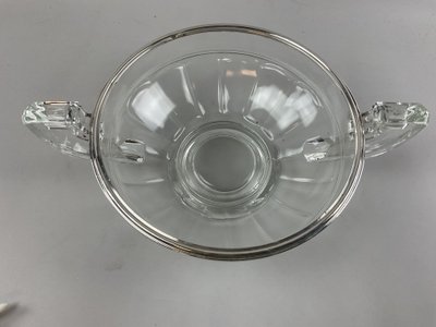 Ciotola da frutta in vetro con bordo argentato