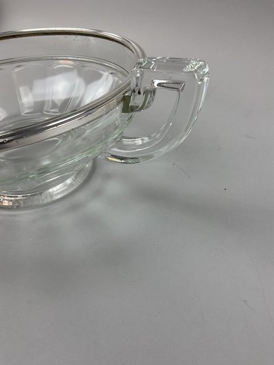 Ciotola da frutta in vetro con bordo argentato