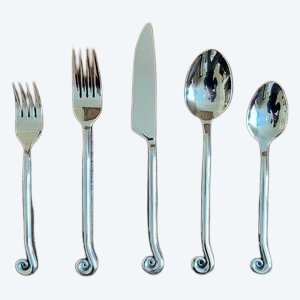 Set di 5 posate in acciaio inox a forma di spirale/vortice - set di posate originale