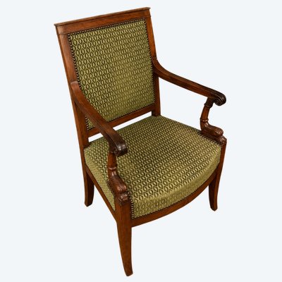 Empire armchair with dolphins in mahogany, with carved console armrests, early 19th century