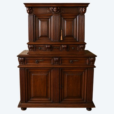 Renaissance Two-Part Walnut Cabinet/Buffet, 17th Century