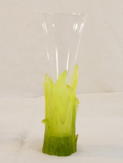 Vaso soliflore firmato Daum France in pasta di vetro e cristallo