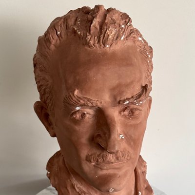 1930s plaster studio bust of a man with a mustache